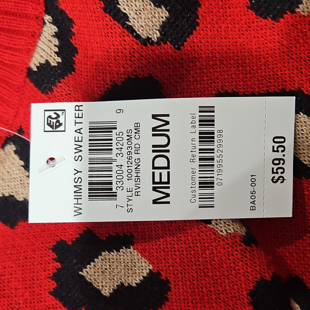 Charter Club Red Leopard Print Sweater - Picture 10 of 12